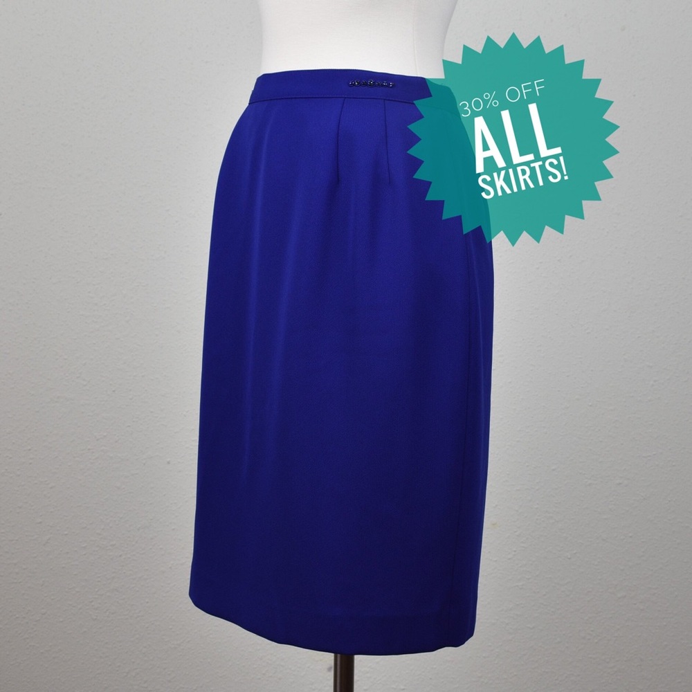 Blue Pencil Skirt - Knee-Length - Size 4P